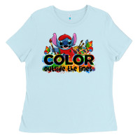 Baby Blue color outside the lines autism stitch Ladies Tee - Zillion Design Studio