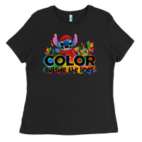 Black color outside the lines autism stitch Ladies Tee - Zillion Design Studio
