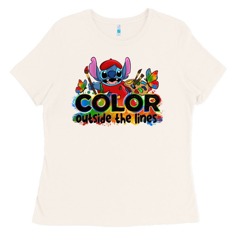 Color Outside The Lines Autism Stitch Ladies Tee by Zillion Design Studio | Teevron