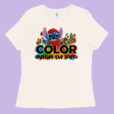 Color Outside The Lines Autism Stitch Ladies Tee Designed By Zillion Design Studio