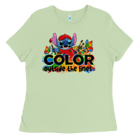 Matcha color outside the lines autism stitch Ladies Tee - Zillion Design Studio