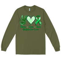 Army Green Peace love cure Gallbladder Cancer Long Sleeve Tee - NancyCooperArtShop