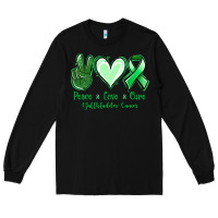 Black Peace love cure Gallbladder Cancer Long Sleeve Tee - NancyCooperArtShop