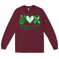 Burgundy Peace love cure Gallbladder Cancer Long Sleeve Tee - NancyCooperArtShop