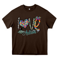 Chocolate Brown love autism Heavy Core Tee - SublimationCraftShop