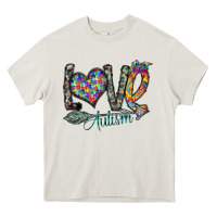 Cream love autism Heavy Core Tee - SublimationCraftShop