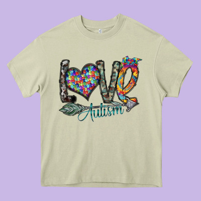 Love Autism Heavy Core Tee Designed By Sublimationcraftshop