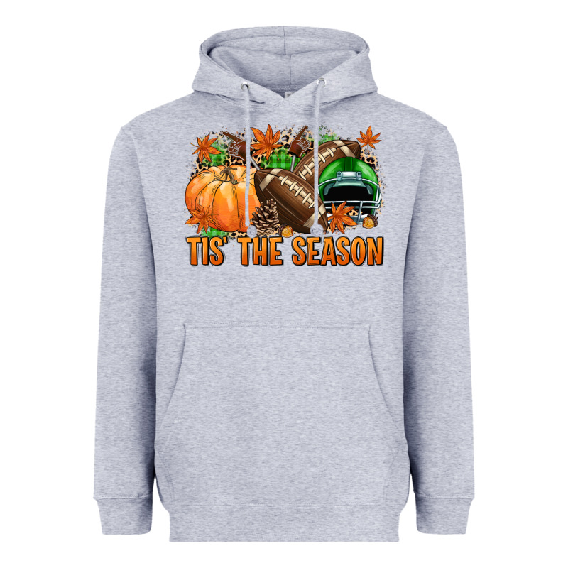 Tis' The Season Football Green Helmet Heavyweight Hoodie by NancyCooperArtShop | Teevron