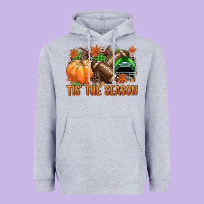 Tis' The Season Football Green Helmet Heavyweight Hoodie Designed By Nancycooperartshop