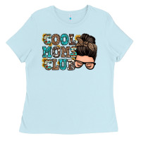 Baby Blue cool moms club messy bun Ladies Tee - Zillion Design Studio
