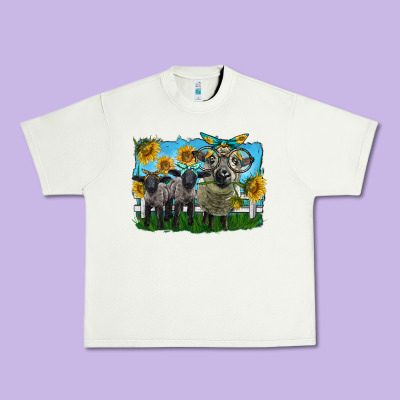 Cute Hempshire Sheep Family Urban Heavy Tee Designed By Lillyallendesigns