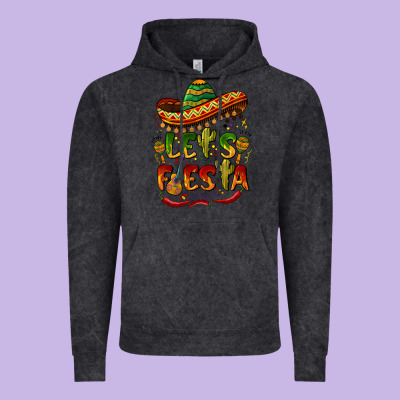 Let's Fiesta Mexican Hat Vintage Hoodie Designed By Barkaloodesign