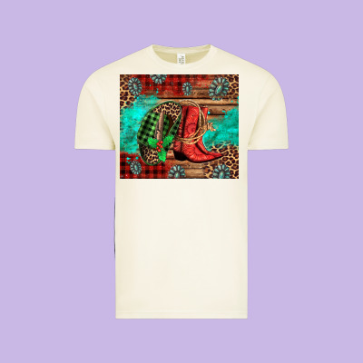 Country Boots And Cowboy Hat Christmas Vintage Tee Designed By Jasminsmagicworld