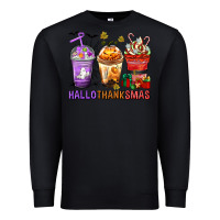 Black hallothanksmas coffee cups Premium Sweatshirt - texasbilliewilder