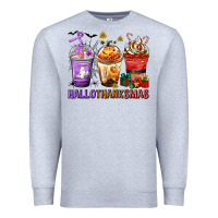 Heather Grey hallothanksmas coffee cups Premium Sweatshirt - texasbilliewilder