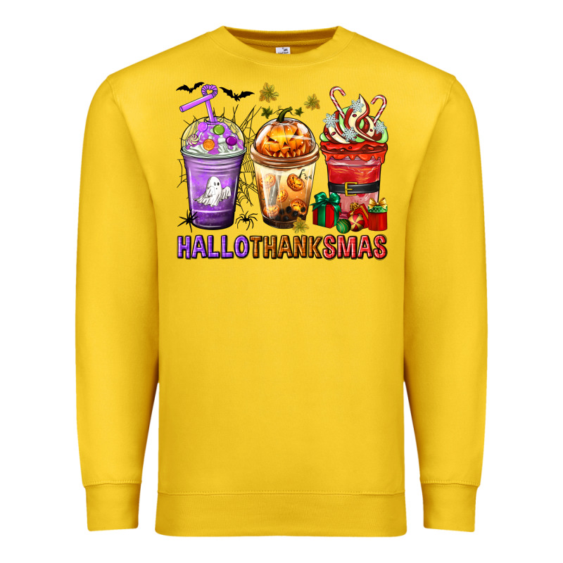 Hallothanksmas Coffee Cups Premium Sweatshirt by texasbilliewilder | Teevron