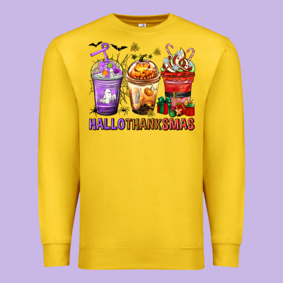 Hallothanksmas Coffee Cups Premium Sweatshirt Designed By Texasbilliewilder