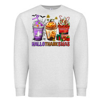 Oatmeal Heather hallothanksmas coffee cups Premium Sweatshirt - texasbilliewilder