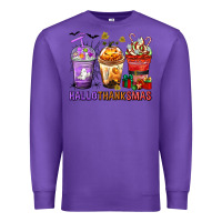 Purple hallothanksmas coffee cups Premium Sweatshirt - texasbilliewilder