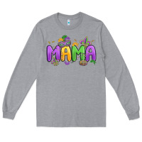 Heather Grey mardi gras mama Long Sleeve Tee - MaliasSmallBusiness