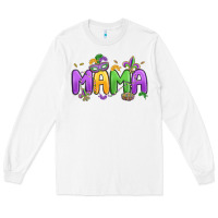 White mardi gras mama Long Sleeve Tee - MaliasSmallBusiness