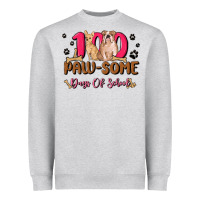 Heather Grey 100 paw some days of school Heavyweight Sweatshirt - MaliasSmallBusiness