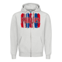 Dove Grey phillies baseball team spirit brushstrokes Zipper Hoodie - Artiststas
