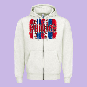 Phillies Baseball Team Spirit Brushstrokes Zipper Hoodie Designed By Artiststas