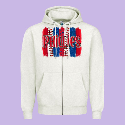 Phillies Baseball Team Spirit Brushstrokes Zipper Hoodie Designed By Artiststas