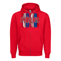 Red phillies baseball team spirit brushstrokes Zipper Hoodie - Artiststas