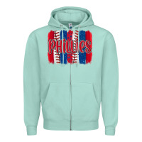Seafoam phillies baseball team spirit brushstrokes Zipper Hoodie - Artiststas