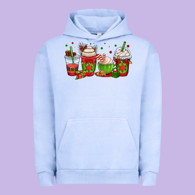 Christmas Coffee Cups Urban Hoodie Designed By Oliviacreatesart