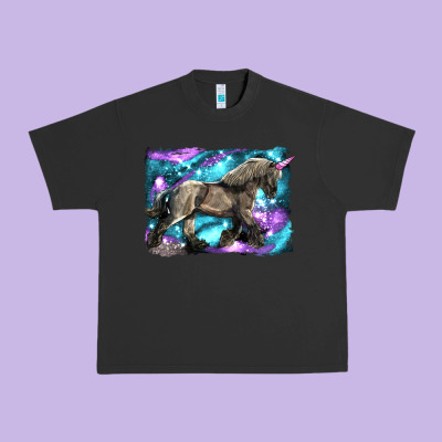 Black Unicorn Urban Heavy Tee Designed By Lillyallendesigns