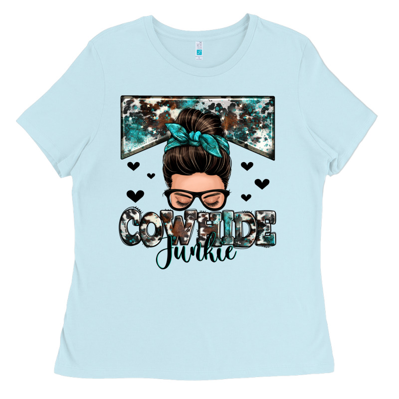 Cowhide Junkie Messy Bun Ladies Tee by Zillion Design Studio | Teevron
