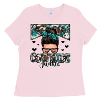 Bubblegum Pink cowhide junkie messy bun Ladies Tee - Zillion Design Studio