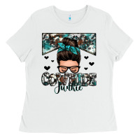 White cowhide junkie messy bun Ladies Tee - Zillion Design Studio