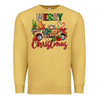 Antique Gold merry christmas gingerbread truck Premium Sweatshirt - texasbilliewilder