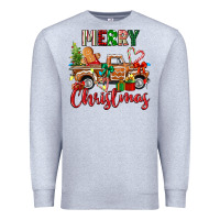 Heather Grey merry christmas gingerbread truck Premium Sweatshirt - texasbilliewilder