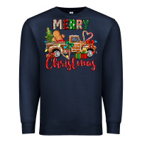 Navy merry christmas gingerbread truck Premium Sweatshirt - texasbilliewilder