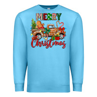 Ocean Blue merry christmas gingerbread truck Premium Sweatshirt - texasbilliewilder