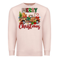 Pale Pink merry christmas gingerbread truck Premium Sweatshirt - texasbilliewilder
