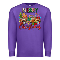 Purple merry christmas gingerbread truck Premium Sweatshirt - texasbilliewilder