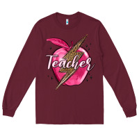 Burgundy teacher lightning bolt valentine s day Long Sleeve Tee - MaliasSmallBusiness