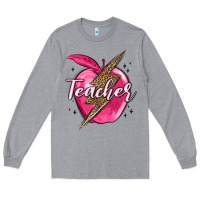 Heather Grey teacher lightning bolt valentine s day Long Sleeve Tee - MaliasSmallBusiness