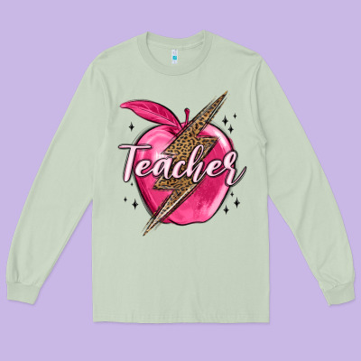 Teacher Lightning Bolt Valentine S Day Long Sleeve Tee Designed By Maliassmallbusiness