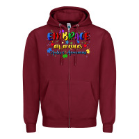 Burgundy embrace differences Zipper Hoodie - Artiststas