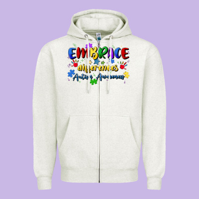 Embrace Differences Zipper Hoodie Designed By Artiststas