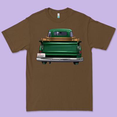 Western Green Truck Back View Premium Tee Designed By Fadigitalartstudio