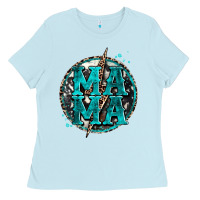 Baby Blue cowhide mama lighting bolt Ladies Tee - Zillion Design Studio