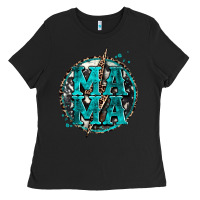 Black cowhide mama lighting bolt Ladies Tee - Zillion Design Studio